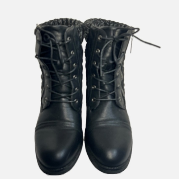 STQ ECO Friendly Black Round Toe Ankle Motorcycle Boots Womens size 11 - Picture 5 of 14